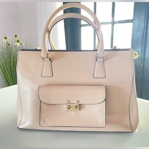 VITTORIA NAPOLI Women's Made In Italy Blush Pink Leather Satchel Handbag New